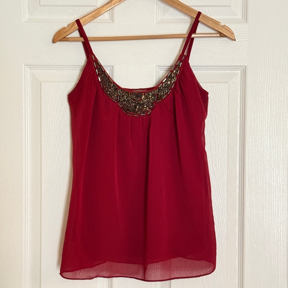 Charlotte Russe Red Camisole with Gold Accents